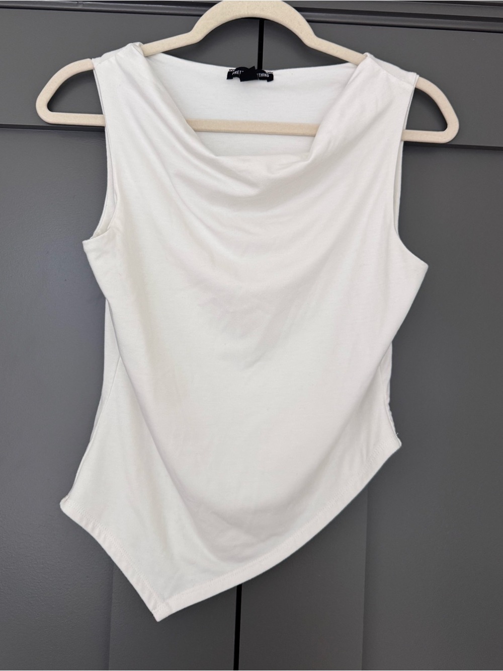 PrettyLittleThing white asymmetrical top